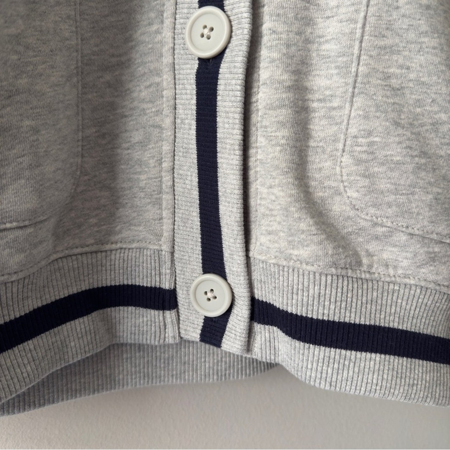 Gap Vintage Soft Oversized Cardigan Gray Sweater Navy Trim Button Down Cozy NWT